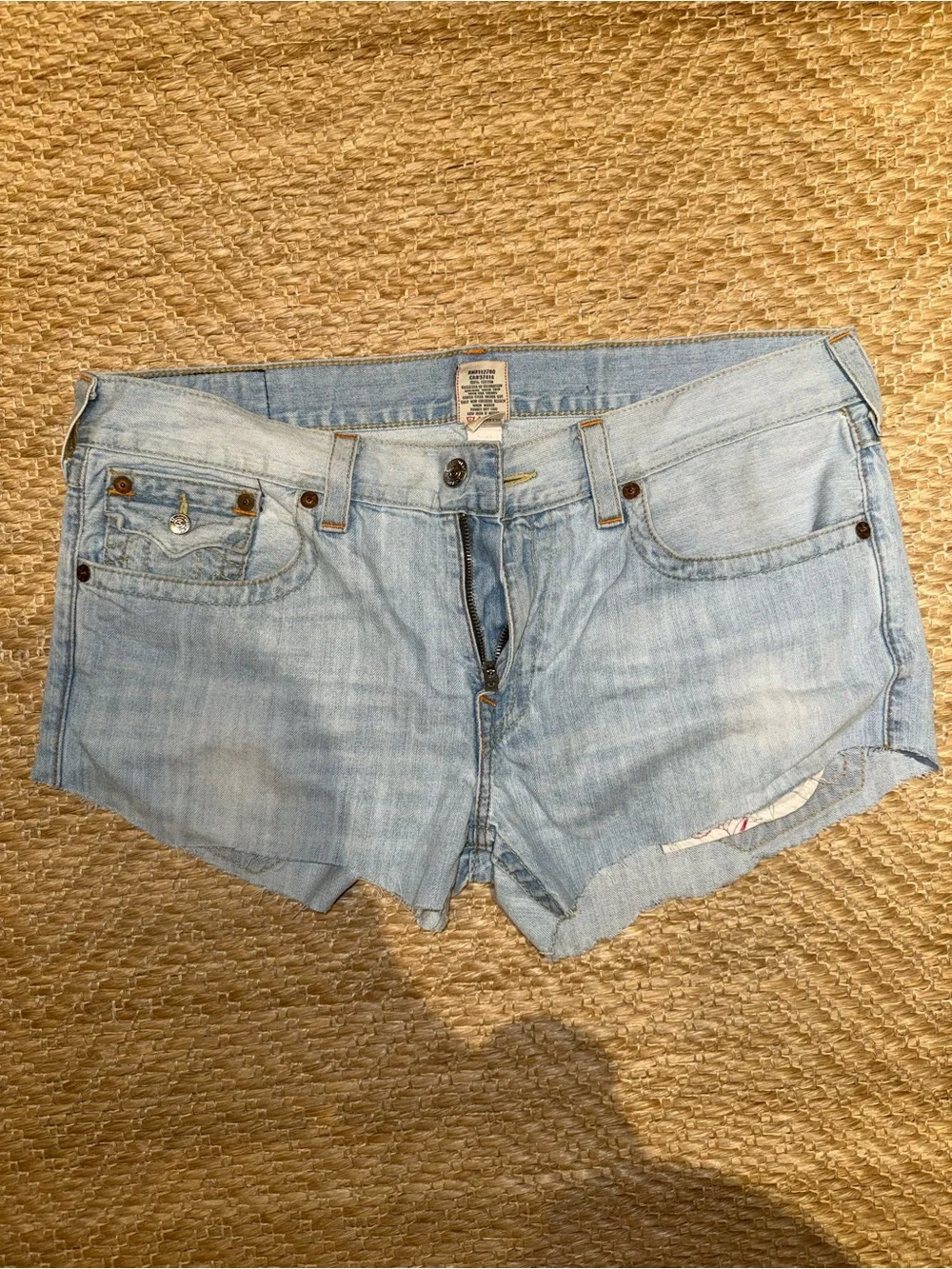 True Religion Light Blue Denim Cutoff Shorts